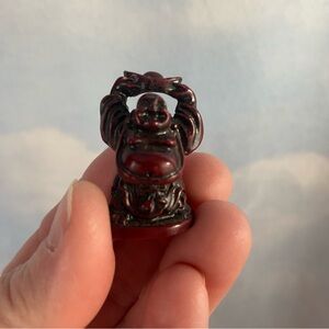 Mini Laughing Buddha Figurine - Deep Red